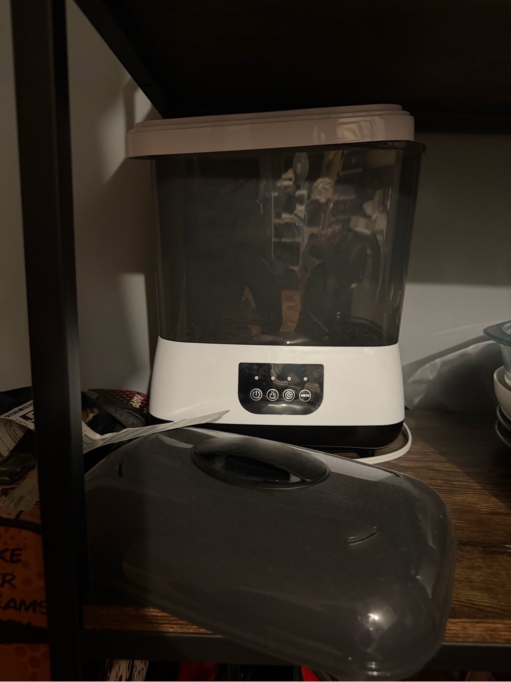 White & Smoke Countertop Storage Dispenser with Digital Controls
